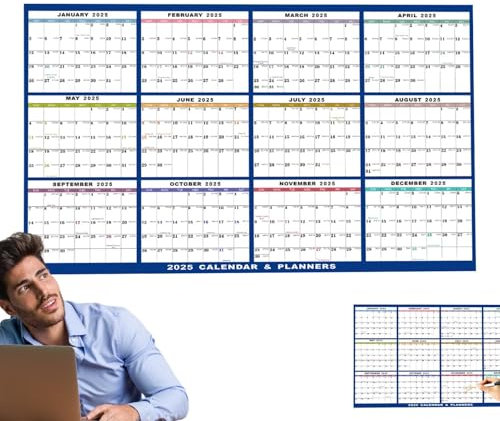 Großer Trocken Abwischbarer Kalender, Bunter 2026 12-Monats-Kalender Jahreswandkalender, Kreativer 12-Monats-Wandkalender, Wiederverwendbarer Jahres-Wandplaner Für Wand, Tür, Fenste