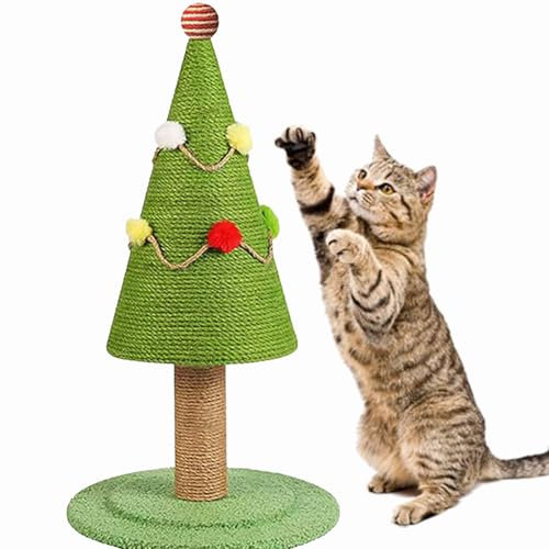 Kratzbaum Weihnachtsbaum,52/62 cm Weihnachtsbaum Kratzbaum Katze,Christmas Tree Cat Scratcher,Weihnachtsbaum Für Katzen,Kratzfest Verschleißfeste Katzenspielzeug-Kratzunterlage (62 * 35cm)