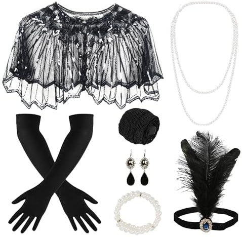 Meleager 20er Jahre Accessoires Damen, Gatsby Accessoires Damen, Flapper Accessoires,1920er Accessoires für Karneval, Partys