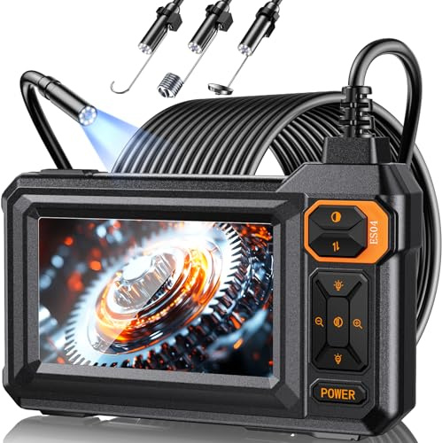 Endoscope Camera with Light, 1920P HD Borescope Inspection Camera with 4.3 IPS Screen, AukonVee IP67 Waterproof with 8 LEDs & 16.5ft Semi-Rigid Snake Camera for Automotive Pipe Tools Gadgets for Men