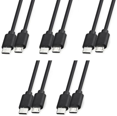 Smays 5-Pack USB C to Micro USB Cable, Data Transfer and Charging Cord 3ft Bulk, Black
