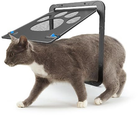 SCBOY Einfache Installation Katzenklappe(29 cm * 24 cm) Abschließbar Haustierklappe Fliegengitter mit Magnetverschluss für Kleine Hunde und Katze