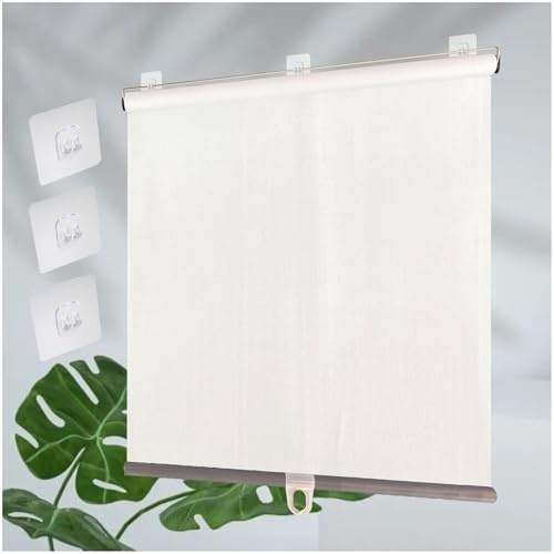 Xrdbfd Total Blackout Roller Blinds, Blackout Curtains, Window Roller Shades No Drilling, Sunshade Roll Up Blinds, Blinds Sunscreen Privacy,white-50x100cm/20 * 39in