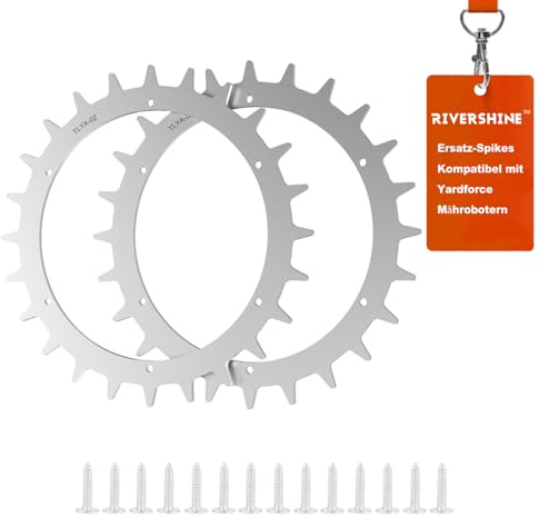Verzinkte Stahlspikes, kompatibel mit Yardforce 400Ri 280R Mähroboter | RIVERSHINE Verzinkterstahl Spikes, Mähroboter Radgröße 168 mm, für Traktionsverbesserung Mähroboter, (2er，mit 14 Schrauben)