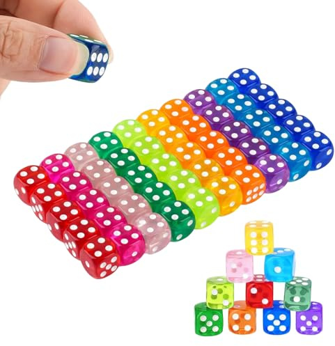 50 Stück Würfel Set, 14mm Würfel Bunt Acryl Spielwürfel mit Runden Ecken | 6 Seitige Bunte Würfel für Würfelspiele Tischspiele Party KTV Bar - 10 Farben