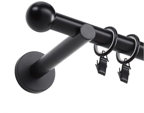 Fenster DEKOR - Gardinenstange Schwarz/Weiß - Länge nach Maß - Elegante Modern Vorhangstange - 1-läufig / 2-läufig - Karniesabschluss wählbar