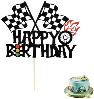 1 Stück Renn Auto Tortendeko,Happy Birthday Racing Sports Thema,Cars Tortendeko,Cars Geburtstagsdeko,Kuchendeko Geburtstag für Jungen,Baby Dusche Geburtstag Party,Flagge Kuchen Deko,Geburtstagsdeko