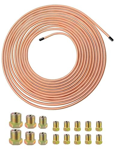Tubo del freno – 7,5 m, in lega rivestita auto, linea freno 3/16, antiruggine, flessibile, set di connettori per veicoli domestici, di trasmissione frenante idraulico automobilistico