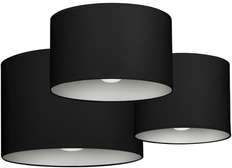 Giggi Set of 3 Black Lamp Shades, 8, 10 & 12 Fabric Light Shade Ceiling, Lampshades for Ceiling Lights, Table and Floor Lamp, Ceiling Shades for Living Room, Bedroom, Kitchen (Black)