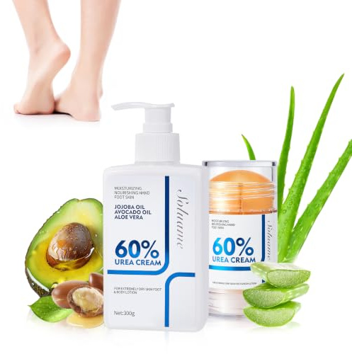 Loción corporal y crema para los pies con 60% de urea, loción corporal para piel seca, crema de urea hidratante profunda y de rápida absorción, para mujeres y hombres