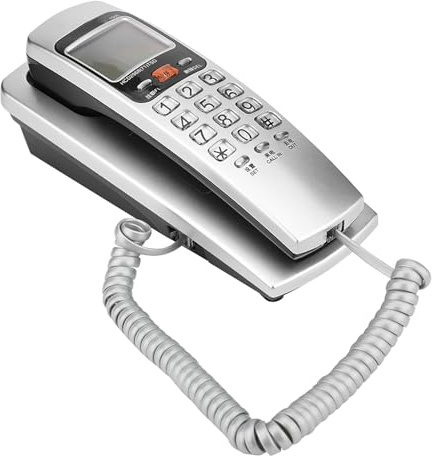ZDETGU Téléphone Filaire Téléphonique avec ID de L'appelant FSK/DTMF Standard 30 Numéro Contrôle de Volume de Stockage Anti-jumeau pour Le Bureau à Domicile (Silver)