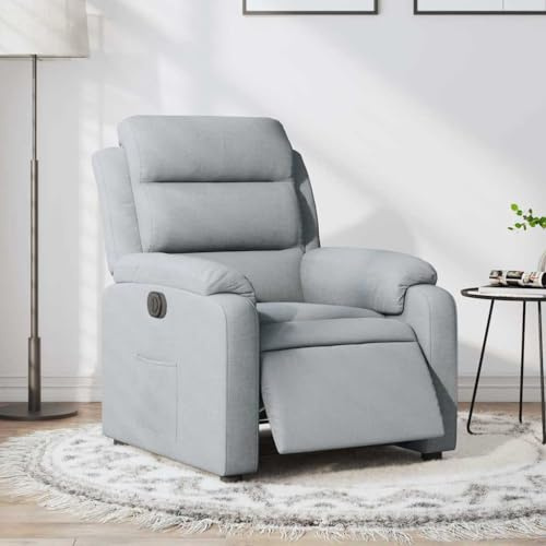 Frdhee Stillsessel Loungesessel Wohnzimmer,Relaxsessel Elektrisch Hellgrau Stoff,Sesselstuhl für Schlafzimmer,Wohnzimmer,Wohnung,Büro