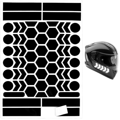 DOPENDPI 67 Stück Schwarzes Reflexband, Reflektierende Aufkleber für Motorradhelme, Aufkleber für Motorradhelme, Sicherheitsaufkleber für Nachtfahrten, Wasserdicht(Schwarz)