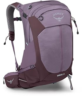 Osprey Sirrus 24L Damen Wanderrucksack - Verstellbarer Tagesrucksack mit wasserdichtem Regenschutz & Flaschentaschen, Purple Dusk