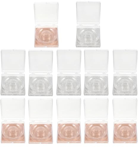 MOTHNUR Caja de Almacenamiento para Pestañas Postizas Transparente 12 Unidades Soporte Redondo y Cuadrado Material Plástico Resistente Compacta y Portátil para Uso Cosmético Diario
