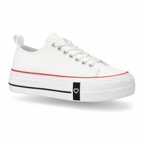 Zapatillas Mujer Blancas de Plataforma | Zapatillas Casual con Suela Alta | Sneakers Urbanas Cómodas para Uso Diario - Talla 40