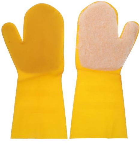 Beaupretty 2 Pcs Scrubbing Mitt Waterproof Gloves Plush Lining Latex Composite Flannel for Effective Pool Cleaning and Hot Tub Care, Versatile Use for Swimming Pools and Ponds