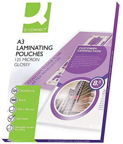 Q-Connect KF04124 Laminiertaschen A3 125 Mikron 100 Stück