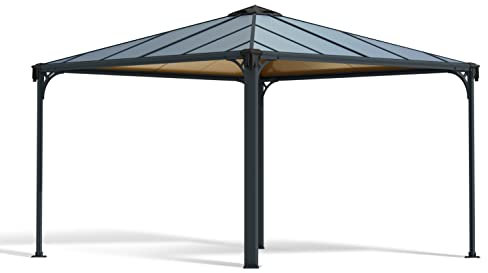 Palram Canopia Palermo 3600 Gartenpavillon: Hchst Widerstandsfhig, Hardtop Pavillon Robuste Aluminiumkonstruktion Mit Dach Aus Polycarbonat. Ideal Als Freistehende Berdachung, 360x360x295 cm, Grau