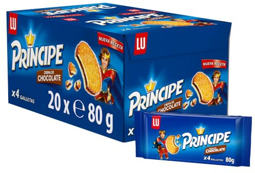 Principe galleta - Sandwich relleno de chocolate(e 80 g) | Galletas sándwich rellenas de chocolate con sabor irresistible y textura crujiente, ideales para meriendas y compartir