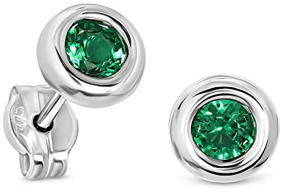 Miore Ohrringe Damen Gold, 9 Karat 375 Weißgold/Gelbgold Ohrstecker Solitär Rubin/Smaragd/Saphir/Zirkonia Schmuck Damen Handgemacht