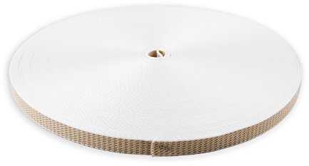 DIWARO.® Stabiler Mini Rolladengurt; Gurtband; Jalousiegurt | Gurtbreite 14 mm | mit Schonkante | 50 m Rolle | beige