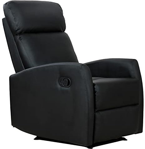 HOMCOM Poltrona Relax Reclinabile, Regolabile ed Ergonomica, in Pelle PU con Imbottitura, per Casa e Ufficio, 65x92x100 cm, Nera