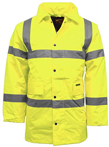 Hi Vis Parka Waterproof Coat Jacket | Workwear Reflective Security Safety Coat Yellow