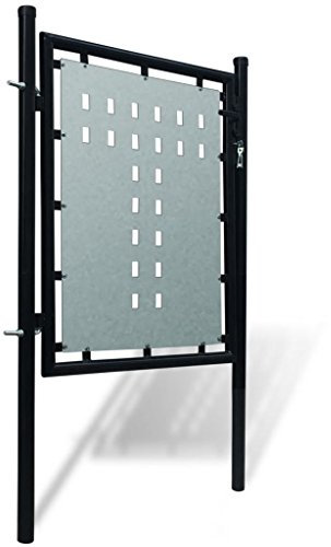 Tidyard Stahl Zauntor Gartentor Einzeltor Gartentür Robust Garten Hof Terrasse Einfahrtstor + Schloss und 3 Schlüsseln 100 x 125 cm