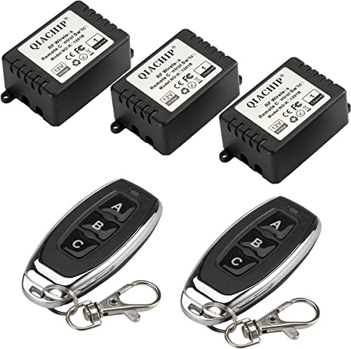 QIACHIP DC 12V Funkschalter mit Fernbedienung 433 mHz,Funk Relais 1 Kanal Momentan Schalter, Sender Empfänger Universal Handsender für Zentralverriegelung Auto,Türöffner