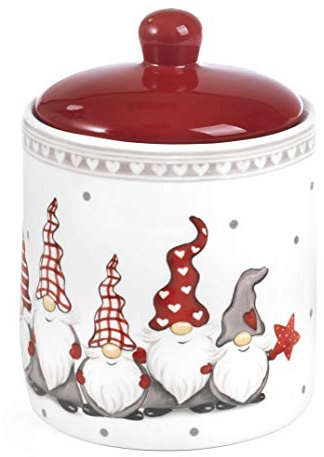 Weihnachtskeramik-Keksdose mit Zwergen