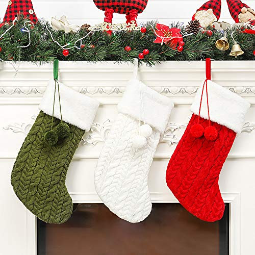 Weihnachtsstrumpf Socken 3er Set,Big Xmas Stockings Decoration, Kamin Christmas Stocking Nikolausstiefel Geschenke Taschen und Süßigkeiten Taschen Befüllen und Aufhängen Ideale Weihnachtsdekoration