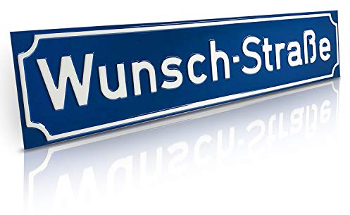 Betriebsausstattung24 Straßenschild mit Wunschtext Prägung personalisiert | 60,0 x 13,0 cm Aluminium blaues Schild weiße Schrift Nostalgisch Wegschild