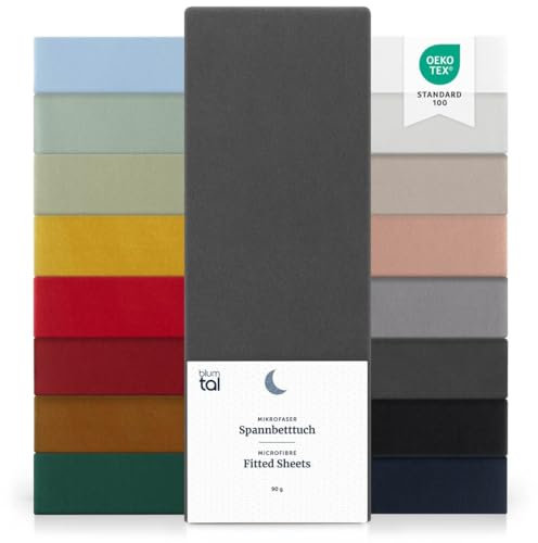 Blumtal® Spannbettlaken 90x200cm - Microfaser - Oekotext zertifizierte Bettlaken - Spannbetttuch 90x200 cm - Bettbezug / Leintuch - Fitted Sheets - Anthrazit
