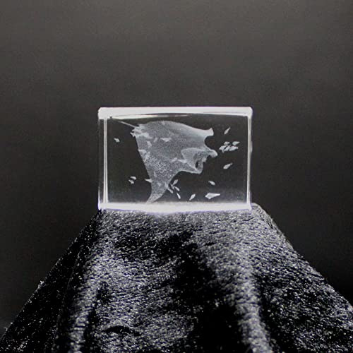 ERN Kristallglas Figur - Manta Rochen - 3D Laser Glas Skulptur | 30 x 45 x 30mm | Deko & Geschenkidee