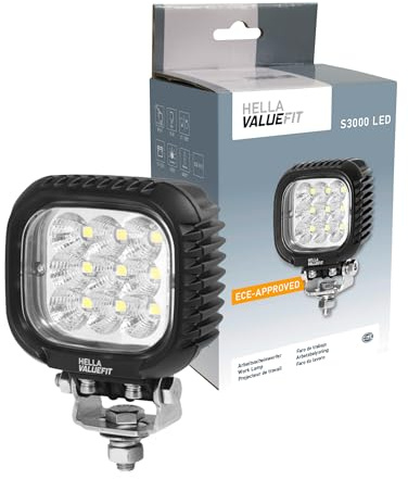 HELLA Valuefit 1Ga 357 109-012 Led-Projecteur De Travail S3000 - 12/24/48V - 3000Lm - Vissé/Montage En Saillie - Support De Montage Pivotant - Éclairage À Grd Rayon Luminieux - Câble: 800Mm
