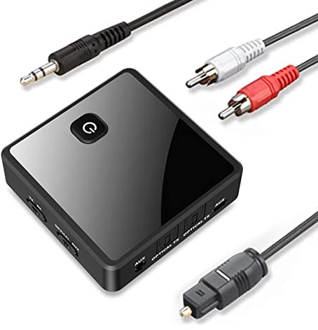 Bluetooth 5.0 Transmitter Receiver, 2 in 1 HIFI Wireless Audio Adapter, Optical AUX 3.5mm Audio Adapter, for TV/Home/Car Stereo System