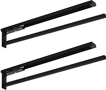 SOTECH 2 Stück Aluminium Handtuchhalter TED 1-armig schwarz matt (450-730 mm, ausziehbar) Teleskop-Handtuchtrockner für Bad oder Küche