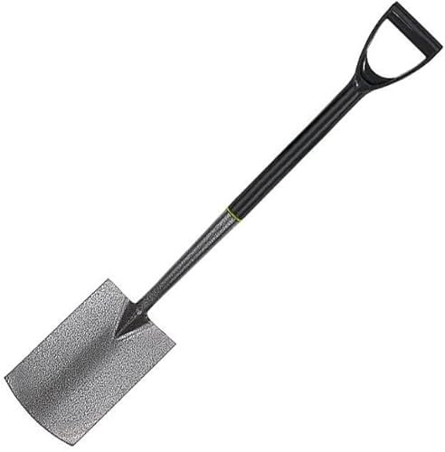 AAMEN Heavy duty Ergonomic Garden Spade - Outdoor digging spade For planting, Carbon steel Border Spade With Durable Plastic D-Handle - Grey Fencing Spade_7.5 x 19.5 x 92cm