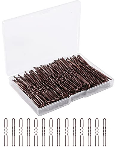 BEoffer U Shaped Hair Pins, 200 Count of Buns Waved Hair Pins for Women Girls with Box for Updos French Twists, Bobby Pins Hairgrip Hair Grip Hairclip Bulk Hair Accessories (Brown, 2.4 Inch) (Brown)