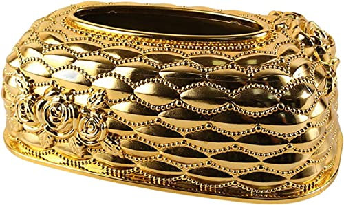 Duiaynke Luxuriöse Kosmetiktuchbox aus Kunststoff zur Aufbewahrung von Taschentüchern für Tisch, Wohnzimmer, Kommode, Dekor (Gold)