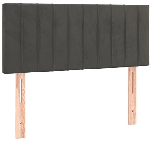 vidaXL Kopfteil, Bettkopfteil mit Holzbeinen, Höhenverstellbar Polsterkopfteil für Bett, Betthaupt Bettzubehör Schlafzimmer, Dunkelgrau 90x5x78/88cm Samt
