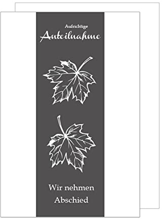 Edition Seidel Premium Trauerkarte mit Silberprägung und Umschlag. Beileidskarte Trauer Karte aufrichtige Anteilnahme Blätter herzliches Beileid Abschied Teilnahme Mitgefühl (T884 SW023)
