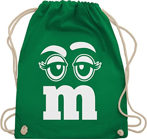 Turnbeutel Rucksack - & Fasching - Taschen - M und M Augen Karneval I Fastnacht I Fasnacht I Fasnet - Unisize - Grün - gym bag festival karnevalsbeutel faschings mm juterucksäcke festivaltasche