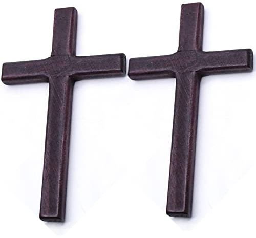 Wudaizhi 2pcs Handgefertigte Holzkreuze, Religiöse Gebetshände Mit Holzkreuz, Religiöser Charme Halskette Anhänger, Kruzifix Jesus Christus Ornamente