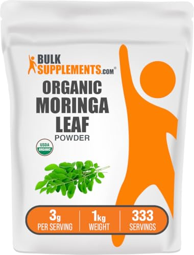 BulkSupplements.com Organic Moringa Leaf Powder - from Moringa Oleifera Leaf, Superfood Supplement - Gluten Free, 3g per Serving, 1kg (2.2 lbs) (Pack of 1)
