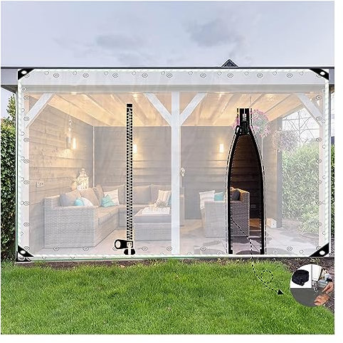 QWEASDF Wasserdichter PVC Plane mit Reißverschluss, Transparente Plane,Abdeckplane Wasserdicht aus 680g/m², Mit öSen, Verstärkte Ecken, 0.5mm Wetterfeste Abdeckplane (Size : H0.5xW1m/H1.6xW3.2ft)