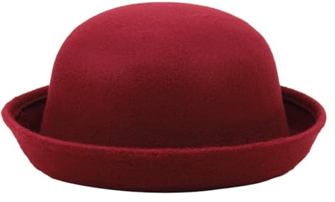 Cozylkx Chapeaux De Derby Ronds pour Enfants, Filles Et Garçons, Chapeau Seau Panama à Bord Retroussé, Feutre De Laine, Chapeaux Melon Ronds élégants, Tour De Tête 54cm