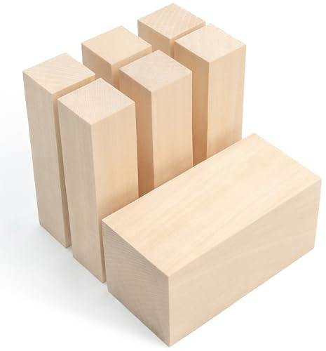 BeaverCraft BW7 Lindenholz-Schnitzblock-Set, Bassholz zum Holzschnitzen, unbehandelte Holzblöcke – Whittling Wood, weiche Schnitzholzblöcke zum Schnitzen, Holzblock-Set, Holzblock zum Basteln