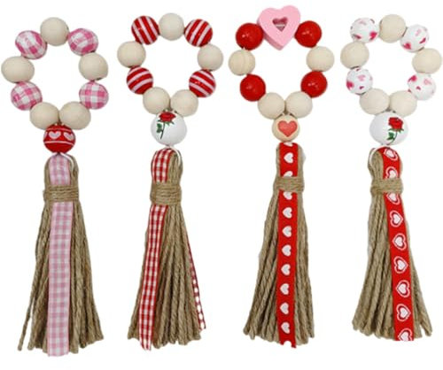 HOLIDYOYO 4 Stück Serviettenringe aus Holzperle Holzperlen The Office Hochzeit serviettenring Perlen Serviettenring Blumengirlande Vintage-Dekor Serviettenring Dekor hölzern